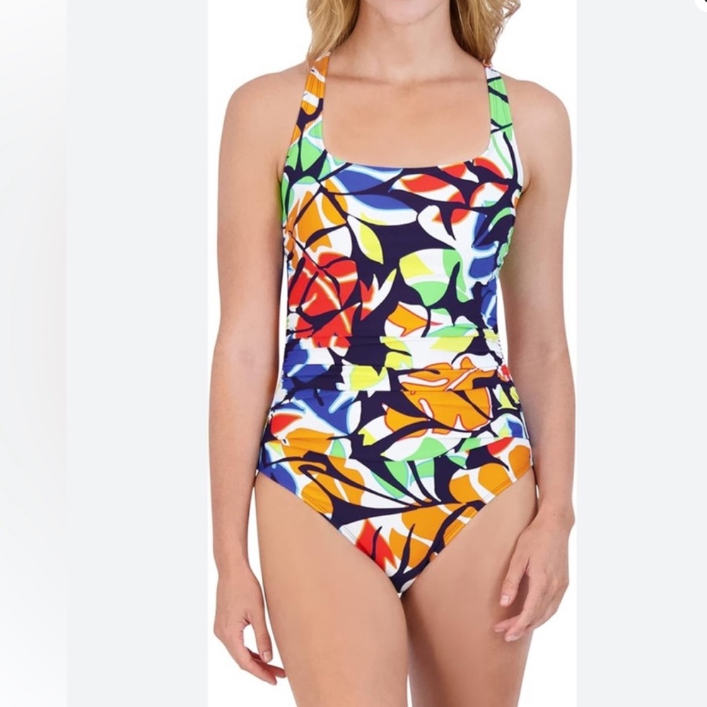 NWT Nautica Women's Standard One Piece Crossback Tummy Control Quick Dry Small - Picture 2 of 11